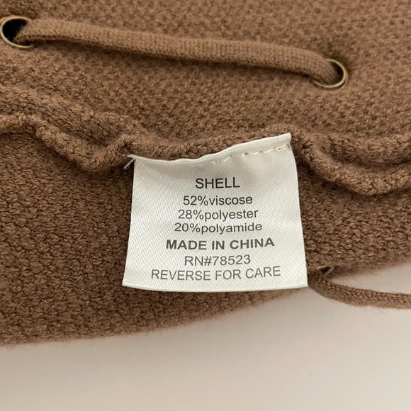 LUII Brown Knit Sleeveless Hoodie Sweater Long Duster Cardi Medium - Picture 8 of 11